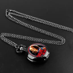 Creative Horror Design Glass Dome Quartz Pocket Watch Necklace Pendant Clock Vintage Men Women Kids Gift Clock Halloween Gift