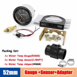 40-120 Celsius Car 52mm Water Temperature Gauge with Adaptor Joint Pipe Radiator 1/8NPT Sensor Racing Water Tank Level Indicator