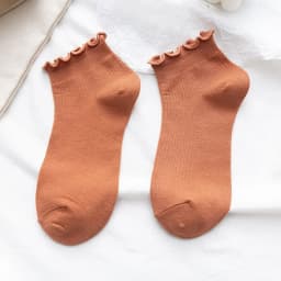 Cotton Women's Socks Frilly Ruffle Socks Spring Summer Casual Ankle Short Boat Socks Loose Knitting Solid Color Mid Tube Sock