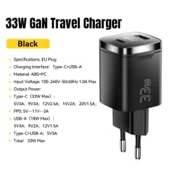Essager 33W GaN USB Type C Charger Digital Display PD Fast Charging For iPhone 16 15 14 Pro Max iPad Mini 6 Xiaomi Samsung S22