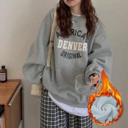 Trendy round Neck Sweatshirt 2025 New Spring Autumn Thin No Hat Printed Loose Women's Fashion Top Polyester Fiber Long Sleeve