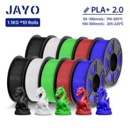 JAYO 3D Filament PLA + 2.0 10 Rolls Upgrade PLA plus 3D Printer Filament Neatly 3D Printing Material For FDM Multicolor