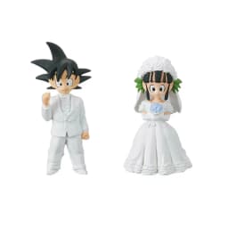 Bandai Original DRAGON BALL Son Goku Chichi wedding Action Figure Student Cake Figures gift toy 5-7 cm