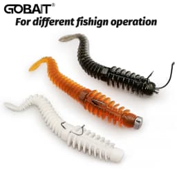 10PCS Soft Lures 6.5cm 7.5cm 8.5cm Thread TPE Worm Jig Hook Carp Fishing Crankbait Pesca Swimbait Gear Fishy Flavor Silicon Bait