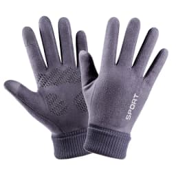 Men Winter Suede Leather Plush Thick Half Finger Touch Screen Warm Driving Glove Men's Sport Letter Cycling Riding Mitten P10