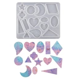 Silicone Mold for Earring Pendant Holographic Hexagon Earring Resin Mold Rainbow Light Earring Keychain Charm Epoxy Mold