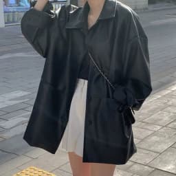 Black Lapel Leather Jacket Women's Loose Fit Retro Stylish Short Outerwear for Small Figures Autumn Winter Fashionable Coat