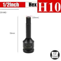 1/2inch Impact Hex Socket Electric Drill Socket Adapter Air Impact Wrench Hex Head Socket H4~H22 Screw Tap Socket Adapter
