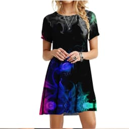 New 2022 Women Dresses 3D Flame Cloud Eruption Dress Summer Casual Short Sleeve Loose Plus Size Dress Fashion Print Clothing 6XL