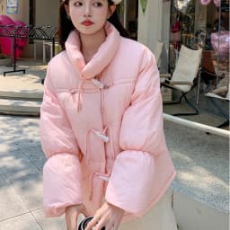 Korean Sweet Short Down Cotton Jacket for Women Stand Collar Toggle Button Puffer Parkas Woman Loose Candy Color Padded Jacket