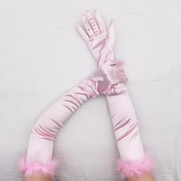 52cm Feather Satin Retro Style Women Long Gloves Party Ball Christmas Cosplay Stage Performance Fashion Personality Elegant