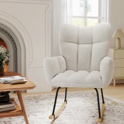 TUAREX High Back Nursery Rocking Chair, Modern Upholstered Glider Rocker, Comfy Indoor Accent Armchair for Bedroom Living Room