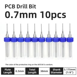 TOOLEYE 10pcs PCB Drill Bit Set Micro Drills Printed Circuit Board 1/8" Shank Mini CNC Drill Bits 0.1-3.175mm Drilling Tools