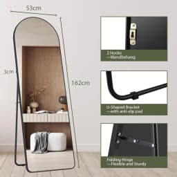 Full Body Mirror Standing Mirror, Full Length Mirror, 162 x 50cm, Large Floor Mirror with Stand for Leaning or Hanging Bedroom