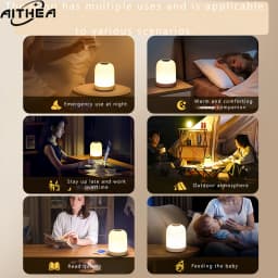 AITHEA Touch Sensor LED Night Light Rechargeable 3-Color Dimmable Portable Bedside Lamp for Bedroom Reading Atmosphere D