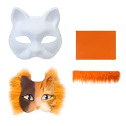 3Pcs/set DIY Handmade Graffiti Half Face Mask Therian Mask Kit Blank Mask Half Face Hand Drawn Animal Cat Fox Mask Party Gifts