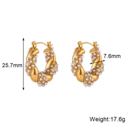 E.B.belle Crystal Paved Twisted Rope Style Rhinestone Hoop Earrings For Women Stainless Steel Chunky Statement Hoop Earring