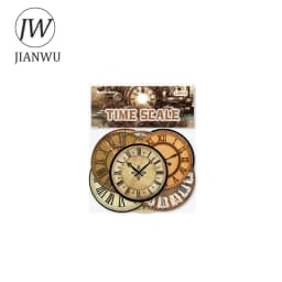 JIANWU Time Scale Series Vintage Clock Landscape Material Collage Scrapbooking Sticker Creative DIY Journal Stationery