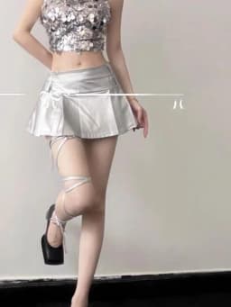 Fashionable Silver Top DJ Lead Bar Performance Costume Women's Chic Sexy Set Stage Outfit Jazz Dance Trendy Ensemble