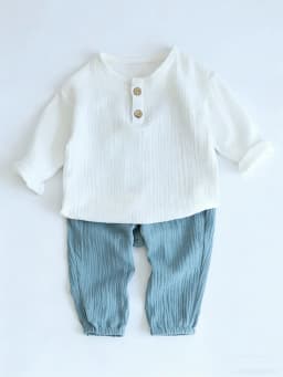 2Pcs Organic Cotton Kids Baby Sets Spring Summer Solid Tshirt Top + Pant Casual Toddler Boy Clothing