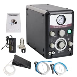 110V/220V Pneumatic Jewelry Engraver Machine, Equipped with Double-Head Micro Engraving and 400-8000 RPM Graver Handpiece