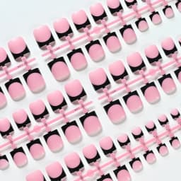 150Pcs Short Square Black French Tips Fake Toenails Matte Nude Pink Press On Toe Nails for Summer Daily Wearable False Toenail T