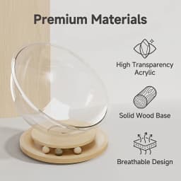 Transparent Acrylic Cat Spaceship Nest 2 In 1 Cat Bed & Rotating Turntable Toy With Wood Play Ball Four Season Pet Cat House