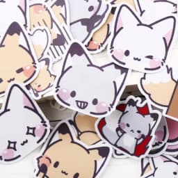 40PCS Kawai Little Fox Head Cute Hand Book Sticker Package Material Hand Book Mobile Phone Animal Children's Decoration
