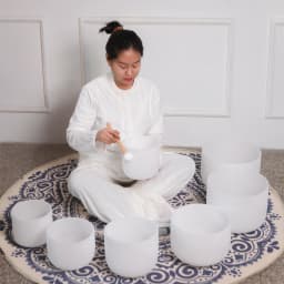 Hye-eun 7pcs 7"-12" Crystal Singing Bowls Chakra Set of 7 with Carrying Cases for Yoga Medication Sound Healing Deep Relaxation
