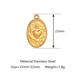 3pcs Stainless Steel Irregular Geometry Heart Charms For Jewelry Embossed Gold Color Plated DIY Earring Necklace Making Supplies