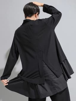 [EAM] Loose Fit Asymmetrical Ruffles Sweatshirt New High Collar Long Sleeve Women Big Size Fashion Tide Spring Autumn 2026 1A529