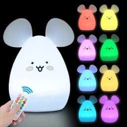 Touch Sensor Rabbit Night Light Remote Control 9 Colors LED Dimmable Timing Rechargeable Silicone Animal Lamp for Kids Baby Gift