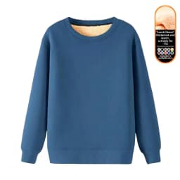 Men's Fleece Lined round Neck Sweatshirt Loose Long Sleeve T-Shirt Thickened Lamb Velvet Warm Winter Base Layer Shirt