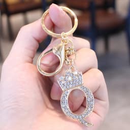 26 Initial Letter Rhinestone Keychain For Women Charm Crystal Crown Gold Plated Key Ring Bag Car Key Chains DIY Accessoreis
