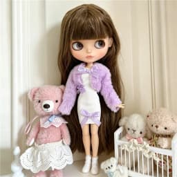For Blythe Doll Outfit Clothes Luxury Checkered Coat Dress Set Sweet Princess Bowknot Skirt Clothing For Barbies OB24 Small 1/6
