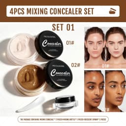 4PCS/SET Full Covery Cream Concealer Kit,Portable,Blendable Color Formula,Even Coating Capacity,Support Free Color Deployment,Multifunctional Concealing Cosmetic Set For Daily Facial And Body Makeup Needs