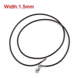 1.5mm 2mm 3mm Leather Cord Black Necklace Chain With Stainless Steel Lobster Clasp Connector Round Waxed Rope For Men Women
