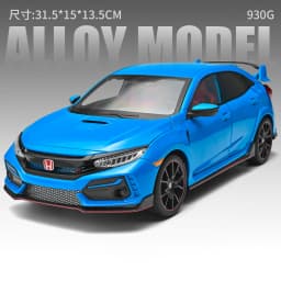 Large Size 1:18 HONDA CIVIC TYPE-R FK8 Hatchback Alloy Sports Car Model Diecasts Metal Track Racing Car Vehicles Model Kids Gift
