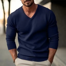 Autumn Winter Men's Knit Pullovers Solid Color V-Neck Slim Fit Long Sleeve Knitted Sweater Men Fashion Casual Pullover Sweaters