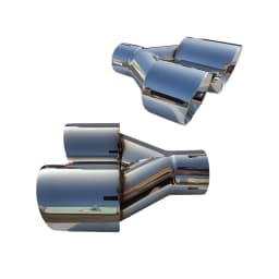 1 Pcs Universal Car Stainless Steel Tail Throat Length Y-Shaped Double Out Twill Glossy Exhaust Muffler Tip