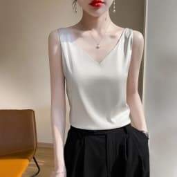 Women Tops Solid Spring Summer Casual Basic Tops Sexy V-neck Tank Tops Office Lady Black White Top 2026 Fashion Korean Tank Top