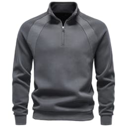 AIOPESON Half Zip Cotton Blend Sweatshirts Stand Collar Ribbed Cuffs Raglan Sleeve Casual Sports Men Autumn Winter Warm Pullover