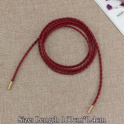 New Round Leather Rope Long Waist Belt Thin Slim Dresses String Waistband Knotted Waist Rope Skirt Decorative Coat Sweater Strap
