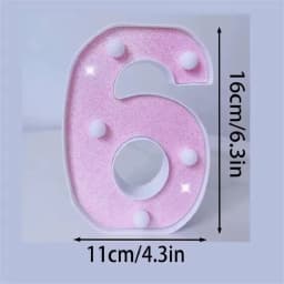 1PC 16cm Pink Glitter LED Letter&Number Lights Battery Powered Decorative Lights For Wedding,Proposal,Birthday,Party,Photo Props