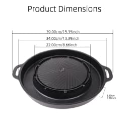 KOSUN Korean BBQ Grill Pan 2 in 1 Round Barbecue Sharing Plate for Indoor Outdoor Portable Camping Equipment Restaurant,13-inch