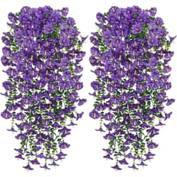 1/2Pc 75cm Artificial Flowers Wall Hanging Faux Violet Plants Hanging Fake Flower Vines for Home Decor Garden Wedding Decoration