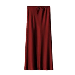 New In 2026 Spring Summer Solid Color Satin Long Skirt For Women High Waist Lace-Up Fashion Elegant Faldas