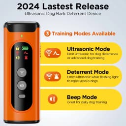 ABQP Ultrasonic Dog Repeller 50FT Range Dog Bark Deterrent Device Anti-Bark Device for Dog Training With LED Flashlight