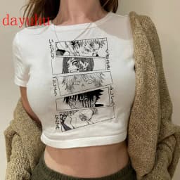 2000s Hip Hop Crop Top  Tshirt Manga Japanese Anime Jujutsu Kaisen T Shirt Gojo Satoru Tops Yuji Itadori Cropped Tees T-shirt