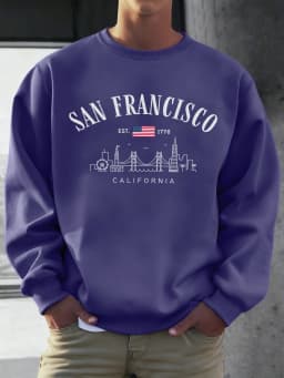 San Francisco California Pattern Men Pullovers Autumn Casual Sweatshirt Fashion All-Match Streetwear Fleece Comfortable Top